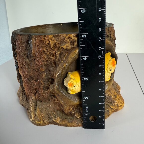 Rustic 70s Owl Log Planter Vintage Home Retro Woodland Decor Resin Flower Pot - Picture 9 of 14
